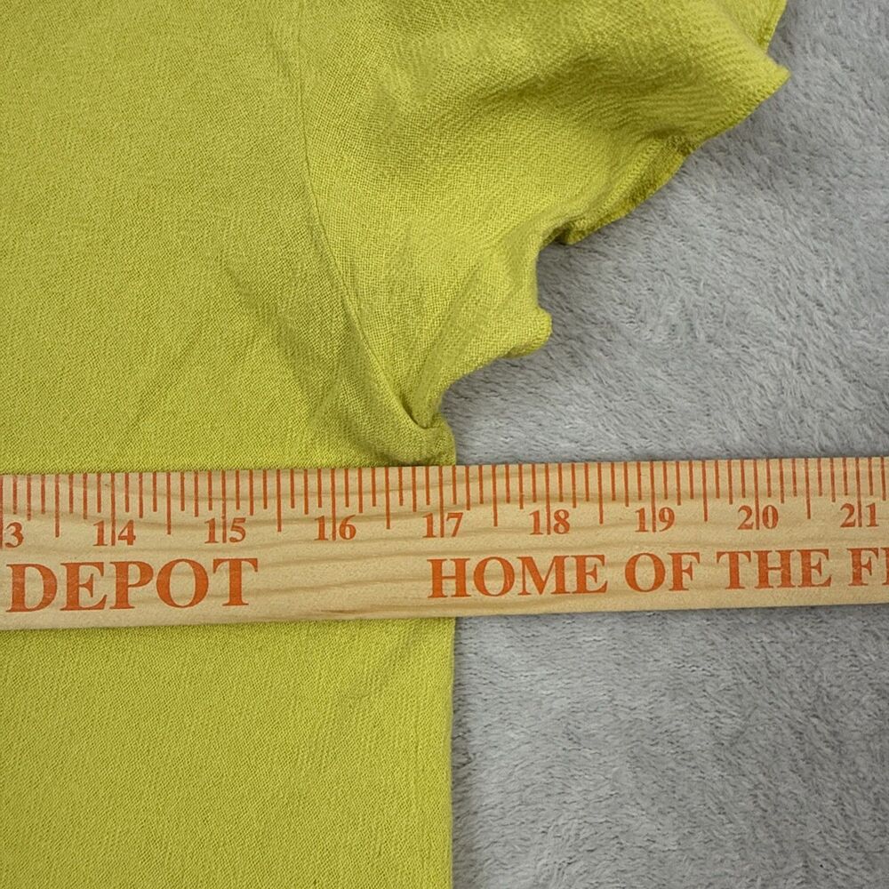 Oh My Gauze! LA Cotton Dress Size 1 (S/M) Lime Ruffle Asymmetric Lagenlook Artsy - Picture 9 of 13